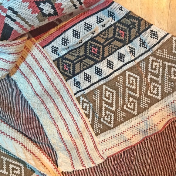 Forever 21 Cardigan Open Front Aztec Southwestern Tribal Geometric Sweater Boho - Picture 12 of 16